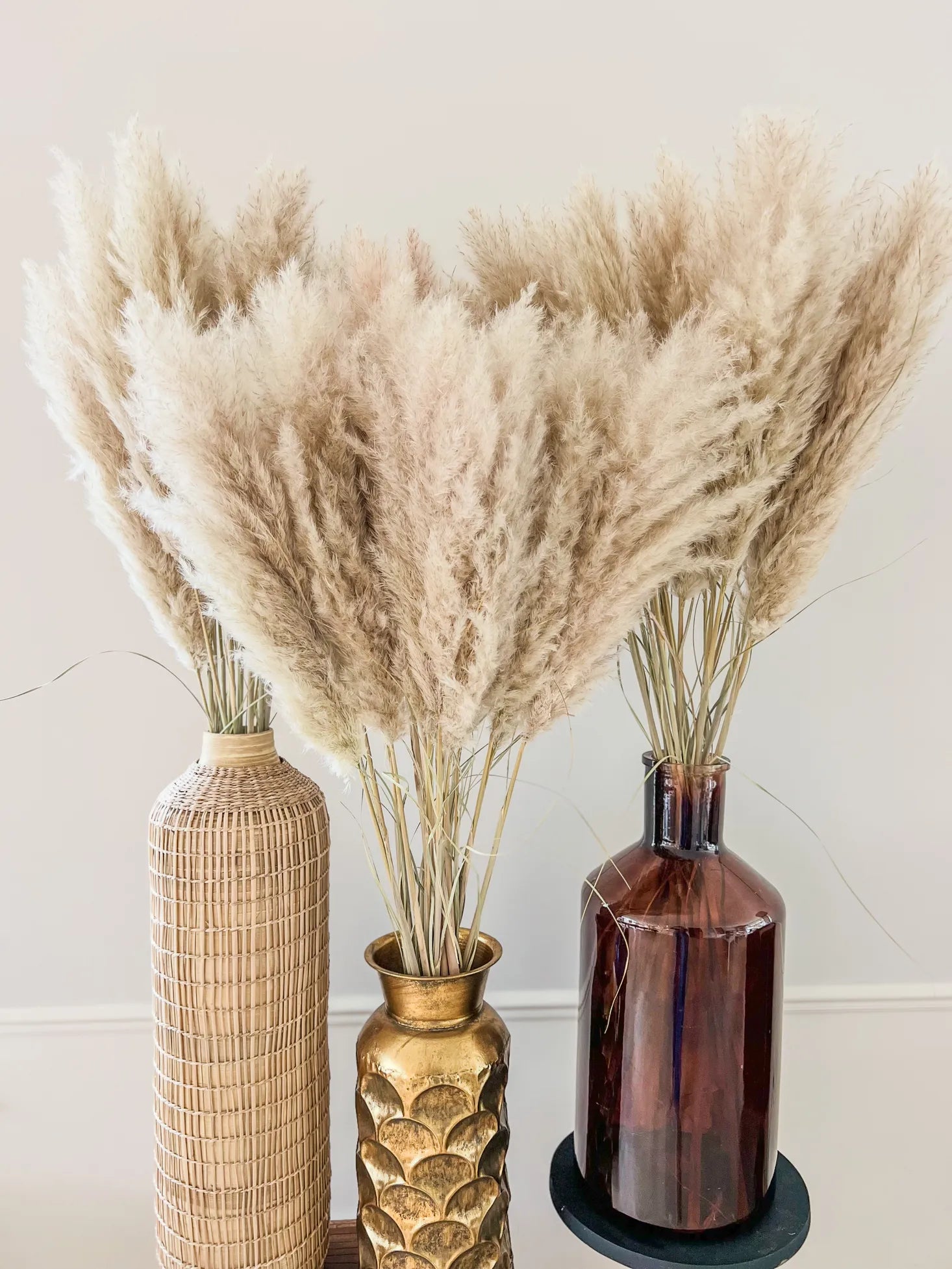 Fluffy pampas pluimen XL en kleine voor een sfeervol interieur