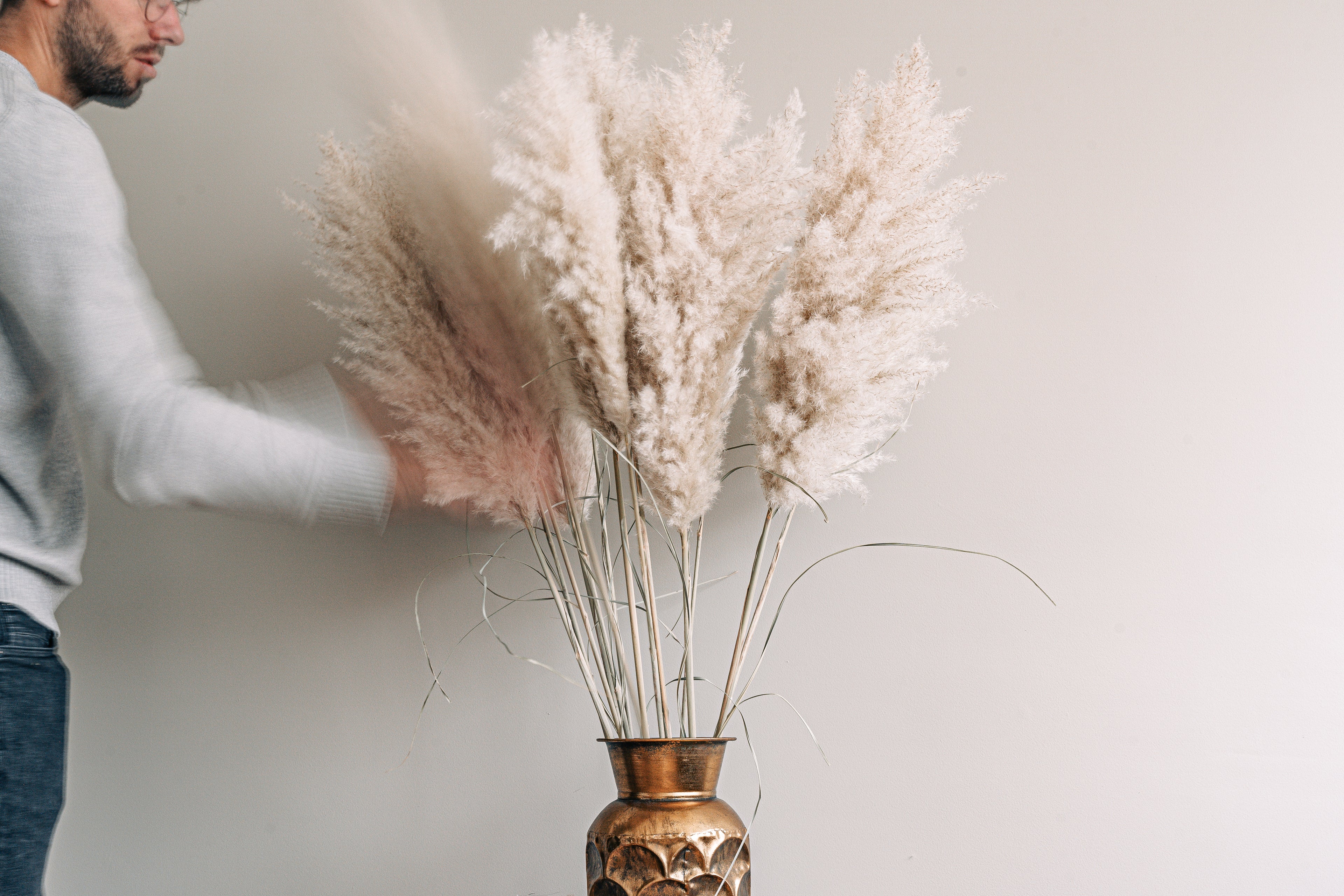 Volle pampas pluimen als interieurdecoratie